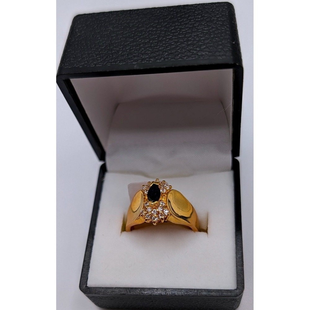 KAS‎ 14KT Gold Plated Genuine Sapphire Marquise Ring Size 7 Blue Stone HRSM07
